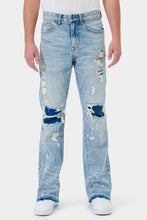 Load image into Gallery viewer, Knee Destroyed Slim Flare Denim
