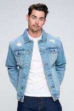 Load image into Gallery viewer, Men&#39;s Denim Jacket with Distressed
