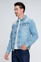 Load image into Gallery viewer, Men&#39;s Denim Jacket with Distressed
