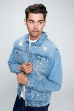 Load image into Gallery viewer, Men&#39;s Denim Jacket with Distressed
