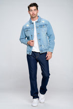 Load image into Gallery viewer, Men&#39;s Denim Jacket with Distressed
