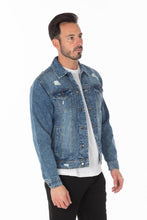 Load image into Gallery viewer, Men&#39;s Denim Jacket with Distressed
