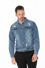 Load image into Gallery viewer, Men&#39;s Denim Jacket with Distressed
