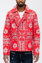 Load image into Gallery viewer, BANDANA PRINT FAUX LEATHER JACKET
