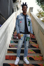 Load image into Gallery viewer, VARSITY PATCHES DENIM JACKET
