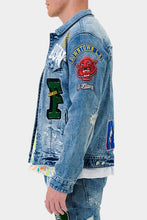 Load image into Gallery viewer, VARSITY PATCHES DENIM JACKET
