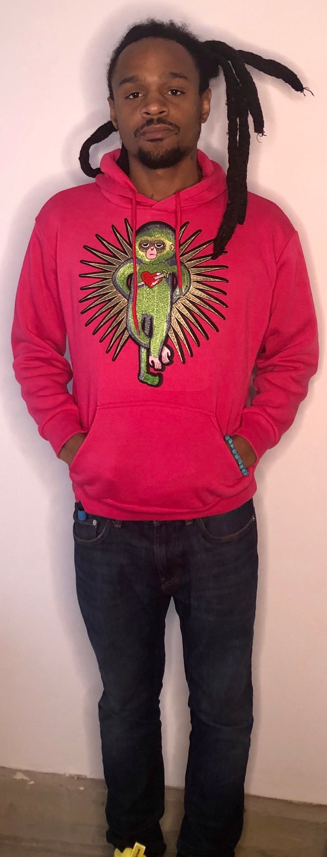 Monkey Biz Custom Hoodie- Raspberry